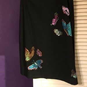 Sequin butterfly black skirt